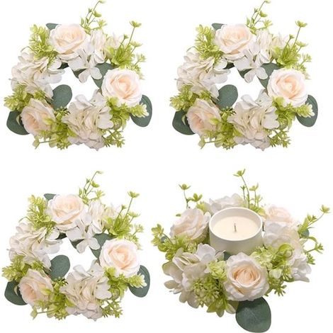 Ghirlanda di candele in 4 pezzi, anelli per candele per una ghirlanda, ghirlanda di fiori, ghirlanda natalizia, decorazione da tavola per Natale, mini ghirlanda di candele, decorazione per feste per (1/5)