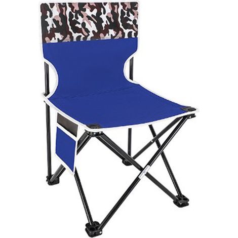 Chaise pliable extérieure en toile Oxford, portable et compacte pour camping, pique-nique et plage, couleur bleu camouflage (1/5)