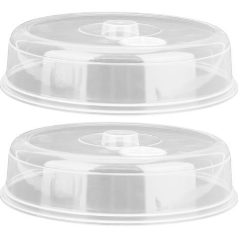 Lot de 2 couvercles pour micro-ondes en polypropylène réutilisables, sûrs et inoffensifs pour la protection des aliments et la conservation de la chaleur (1/5)
