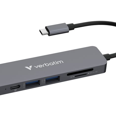 Verbatim 32156 hub de interfaz USB 3.2 Gen 1 (3.1 Gen 1) Type-C 5000 Mbit/s Gris (1/5)