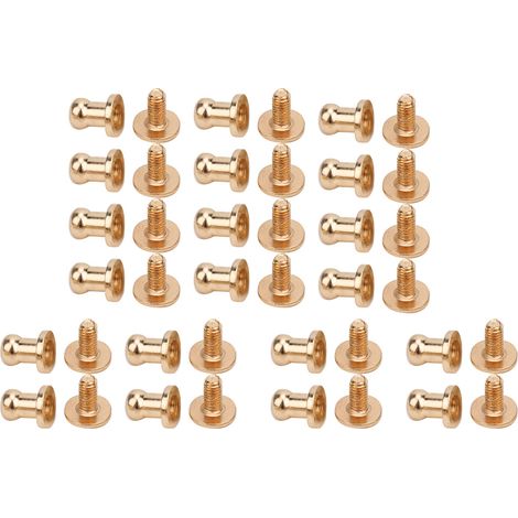 Lot de 20 vis clous rivets tête ronde cuivre pour décoration bracelet sac vêtements chaussures ceinture, visserie dorée. (1/5)