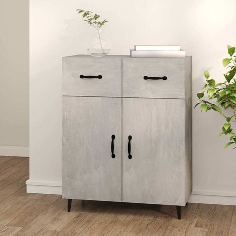 Buffet - Armoire de rangement Enfilade Gris béton 69,5x34x90 cm Bois d'ingénierie BV483561 - BonneVie (1/5)