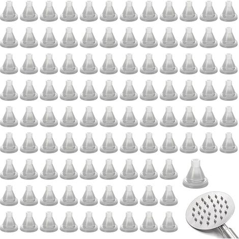 100 Pcs Silicone Shower Nozzles Replacement - Universal Grey Shower Head Spray for 4mm Shower Head, Easy Repair Stainless Steel Shower Head, Optimum Water Flow, Safe and Durable (1/5)