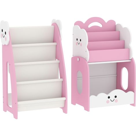 CHICFURN Libreria per bambini 3-in-1 41,8 x 30 x 40 cm in MDF rosa, contenitore e comodino (1/5)