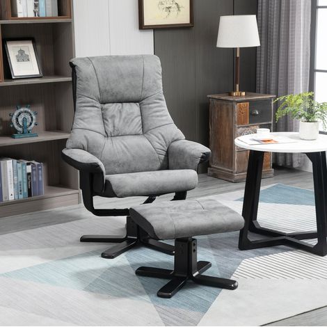 Fauteuil relax pivotant 78x82,5x109 cm en microfibre gris, moderne pour salon FLORAGRACE (1/5)
