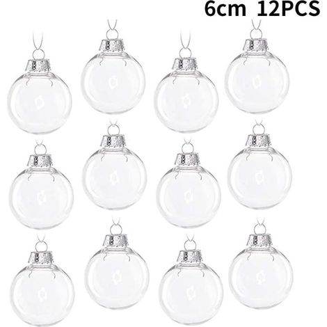 Lot de 12 Boules de Noël Transparentes en Verre Irisé de 6 cm (1/5)