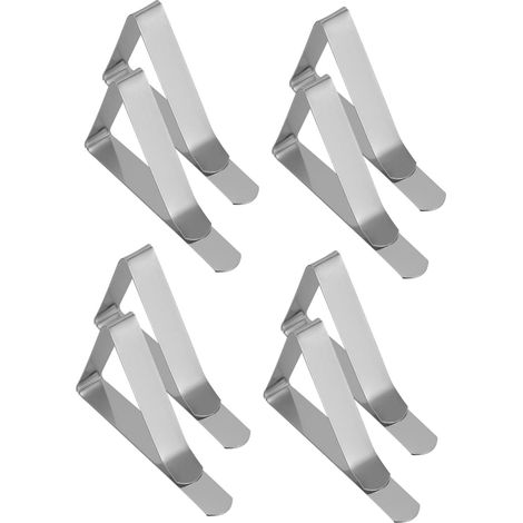 Juego de 8 pinzas ajustables de acero inoxidable para manteles y faldones de mesa. (1/5)