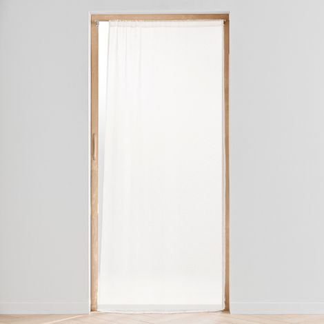 Panneau Passe Tringle 90 x 200 cm Voile Tisse Carlin - Blanc (1/4)