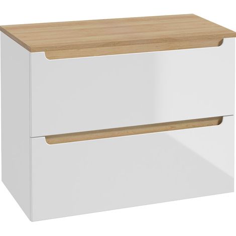 Waschtischunterschrank 80cm Livia mit 2 Schubladen, Weiß (1/5)