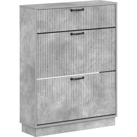 Schuhschrank HOORN 78 x 24 x 100 cm Holzwerkstoff Betongrau vidaXL (1/5)