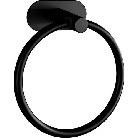 CCYKXA Handtuchring aus Edelstahl 304 – Rund, zur Wandmontage – Selbstklebender Handtuchhalter – Für Bad, Küche und Wohnzimmer – Schwarz