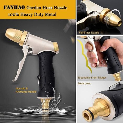 Pistolet à eau avec buse en laiton, robuste, haute pression, réglable du jet au jet, pour laver la voiture et les animaux domestiques (1/3)