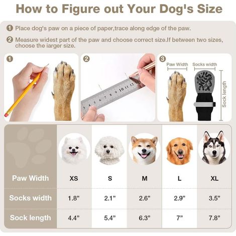 Chaussettes Antidérapantes pour Chien(L), 2 Paires Chaussette Chien, Réglables, Protège-Pattes avec Double Face, Chaussettes pour Petits Chiens, Chiens Moyens, Chats (1/5)