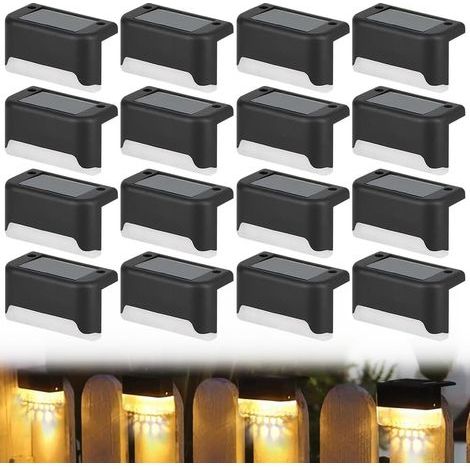 Lot de 16 Lampe Solaire Exterieur, Lumiere Solaire Exterieur, Eclairage à LED Lampe Solaire Exterieur, Lumière D'escalier Solaire, IP65 Étanche Decoration pour Balcon, Clôture, Escalier, Mur (1/5)