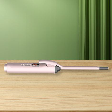 Fer à lisser céramique 9mm avec technologie tourmaline, chauffe rapide et écran LCD rose pour boucles fines (1/5)