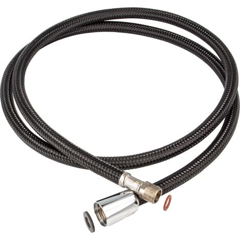 tecuro Küchen Ersatz Brauseschlauch M15/1 x 1/2 Zoll Konusmutter x 150 cm - Nylon schwarz (1/5)
