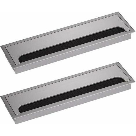 Rectangular Desk Cable Gland 80x275mm Cable Gland Office Desk Home Furniture Cable Gland Cable Aluminum Silver Anodized Square 2pcs (1/3)