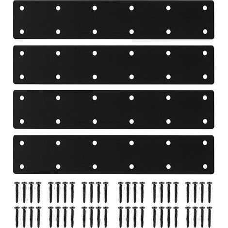 Plaque Plate Perforée 12 Trous Noir 275x50 mm Fer plat métallique (1/5)