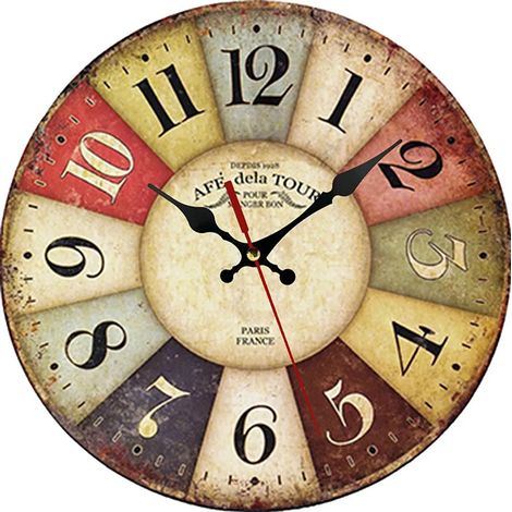 Horloge murale vintage, horloge murale en bois simple, horloge de 30 cm, horloge murale pour salon (1/5)