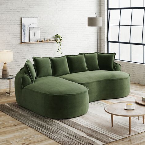Canapé sans cadre, Canapé en tissu Chenille en tissu nuage, L-forme avec siège extra profond et accoudoirs larges, avec chaiselongue & oreillers, pas d'accumulation nécessaire (1/5)