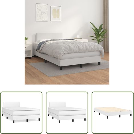 Kunstlederbett - Boxspringbett mit Matratze Weiß 120x200 cm Kunstleder (1/5)