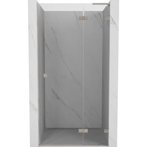 Mexen Lunar L Duschdrehtür rechts 75 cm, transparent, gebürstetes Nickel - 834L-075-000-97-00-P (1/5)