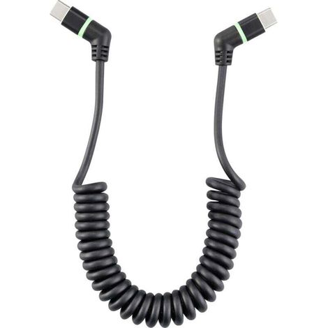 Câble USB USB 2.0 USB-C® mâle, USB-C® mâle 1.50 m noir Contacts enfichables orientables à 360°, câble spiralé RF-6713692 Y386183 (1/4)
