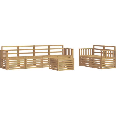 Set di divani da esterno 7 pcs Bianco Legno di Acacia Massello vidaXL
