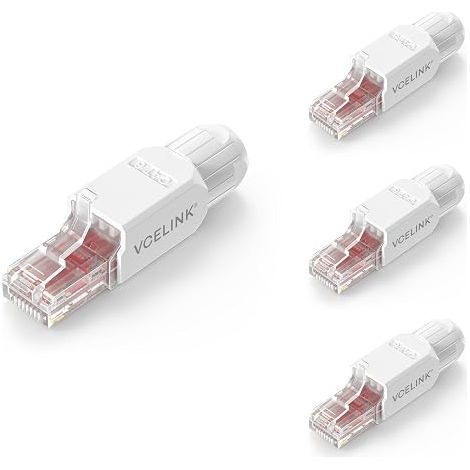 Connecteur RJ45 Cat6 Outil 1000 Mbps Plaqué Or, Blanc (1/5)