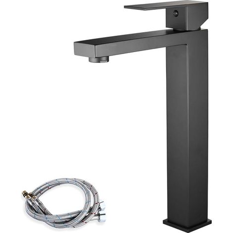 Robinet de lavabo à montage haut, bec extra-haut de 240 mm, avec flexible, en bois d'érable sans plomb et acier inoxydable. (1/4)