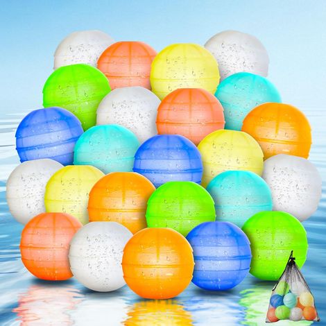 6PCS Reusable Silicone Water Balloons, Self-Sealing Splash Balls with Mesh Bag for Pool, Beach and Summer Fun (1/5)