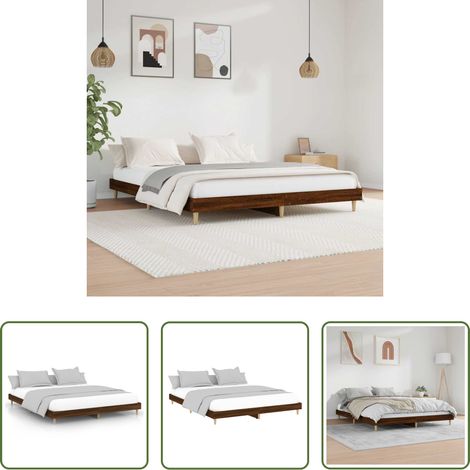 Lit bois - Cadre de lit sans matelas chêne marron 120x200 cm (1/5)