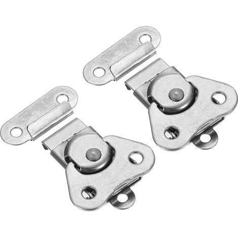 Verrou papillon à ressort petit à chargement automatique 2,1"x1,5", lot de 2 verrous papillon en acier inoxydable 304 et loquet pour fermeture de rangement, coffre, ton argent (1/5)