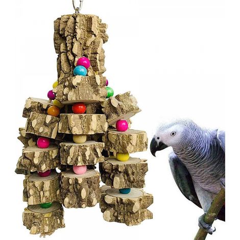 Grand jouet pour perroquet en bois naturel, jouet à mâcher pour oiseau, hamac pour cage à perroquet