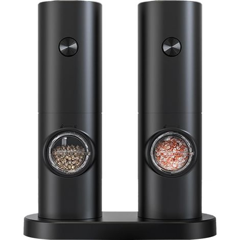 Ensemble moulin à poivre et à sel électrique, alimenté par piles, finesse de mouture réglable, acier inoxydable (1/3)