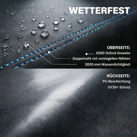 Housse hivernale pour meubles de jardin imperméable, anti-UV, coupe-vent, en toile Oxford 420D, 180x120x74 cm, noire. (1/4)
