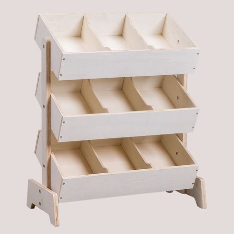Sklum – Organisateur de jouets en bois de pin – 81 cm de hauteur – 67 cm de largeur – 33 cm de profondeur – Compartiments pour tri par couleur (1/5)