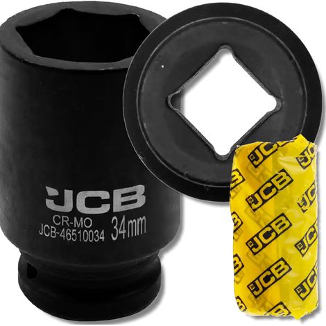 Chiave a bussola a impatto profondo JCB da 3/4" in acciaio Cr-Mo a 6 punte da 34 mm