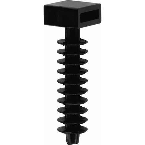 Index – Taquet collier noir pour fixation WC – Boite de 100 Ø6 mm – Pour béton et béton cellulaire – Vissage rapide en série