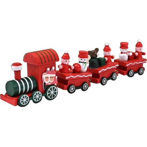 Décoration De Noël En Bois Pour Fenêtre Et Bureau, Train Festif Rouge (1/5)