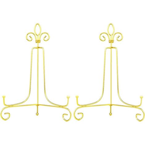10 Inch Gold Easels Plate Holder Decorative Display Stands for Photo, Picture Frames, Decorative Plates, Pictures and Pieces of Art.(Pack of 2) (1/5)