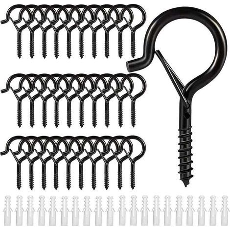 Crochet a visser vis inox a piton à crochet, Crochets à visser, Crochets de plafond en métal extérieur(30pcs) (1/4)