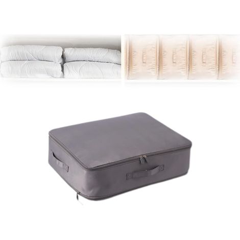 Sac De Rangement Auto-Compression - Tissu Satiné - Fermeture Éclair Supérieure - Pour Vêtements Couvertures Couettes - Lot De 3 (1/5)