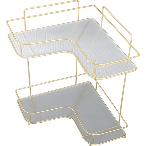 Organisateur de salle de bain en fer acrylique toilettes, support de rangement d'angle, cuisine, de grande capacité (modèle de comptoir double couche) (1/5)
