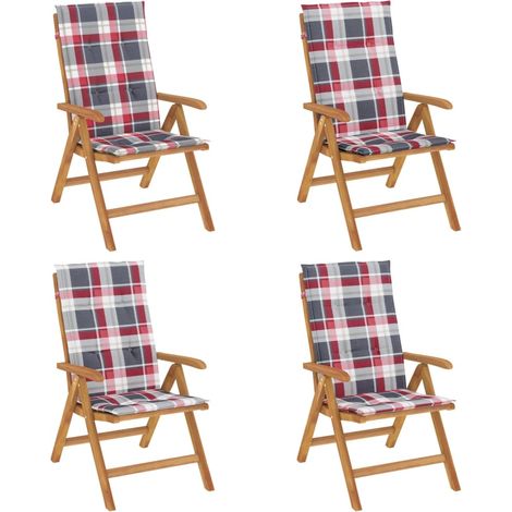 Maison Exclusive - Sillas de jardín reclinables y cojines 4 uds madera maciza teca (1/5)