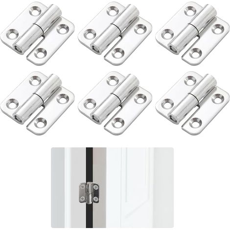 CSPARKV 6 Pieces Removable Hinges, Heavy Door Hinge, 37x34mm Stainless Steel Hinge, Removable Door Hinges Left-Handed Screw-in Strip, Small Hinges for Interior and Exterior Doors (1/4)