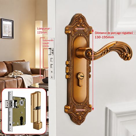 Poignée de porte intérieure modèle D avec serrure 125/60 125 60 1 kg – Livraison gratuite