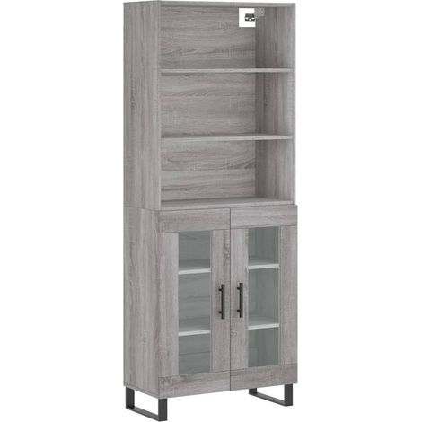 Buffet credenza cassettiera armadio mobile contenitore organizer cucina soggiorno salotto rovere Sonoma alto 69,5 x 34 x 180 cm legno ingegnerizzato grigio 020035555