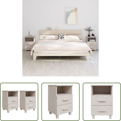 vidaXL Nachttisch Weiß -  Nachttische HAMAR 2 Stk. Weiß 40x35x62 cm Massivholz (1/5)