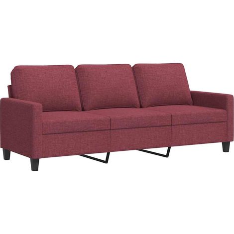 Canapé Sofa à 3 places Rouge bordeaux 180 cm Tissu